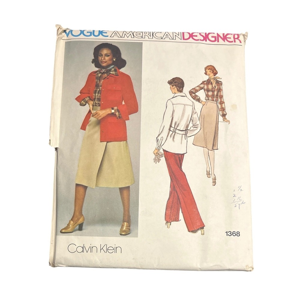 Vogue 1368 Calvin Klein American Designer Jacket Shirt Skirt Pants Pattern 12